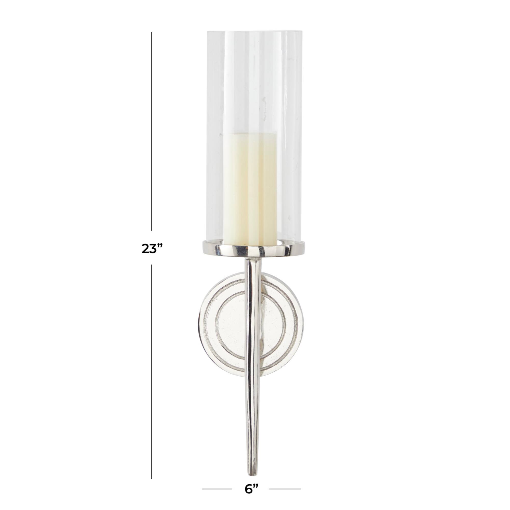 Silver Aluminum Modern Wall Sconce, 6" x 7" x 23"